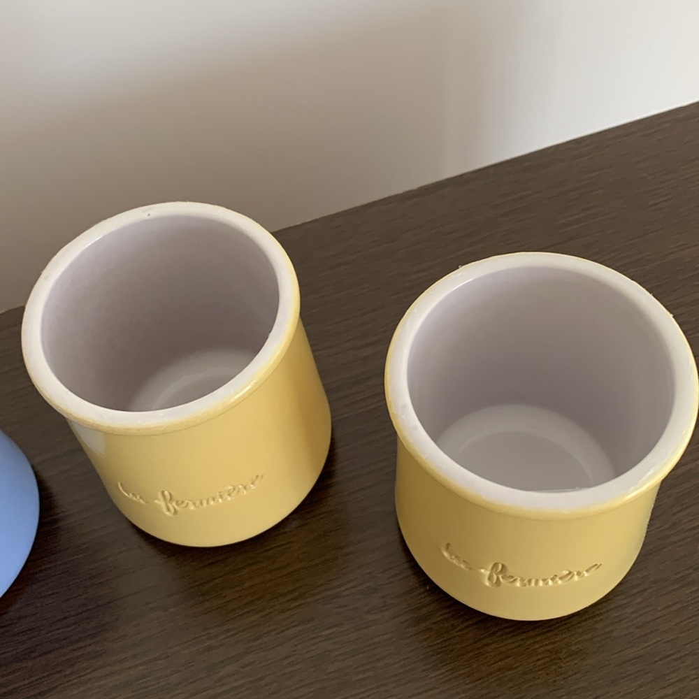 La Fermiere Glazed Terra Cotta Mini pots- 2 Lavender 2 Yellow - Picture 5 of 6